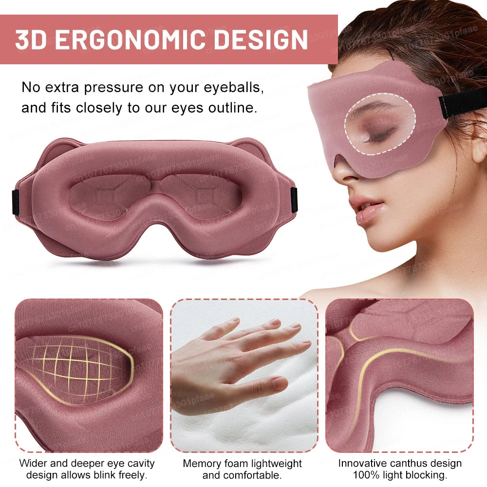3D Sleep Mask Sleeping Aid Blindfold Block Out Light Portable Soft Memory Foam Face Mask Eyeshade Comfort Three Dimension Design