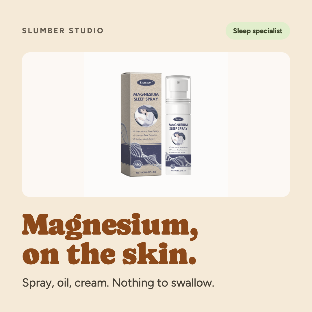 Slumber Studio magnesium oil, how to use it on legs, shoulders and feet