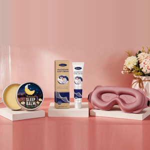 The Evening Ritual sleep set — silk sleep mask, magnesium oil and sleeping cream together
